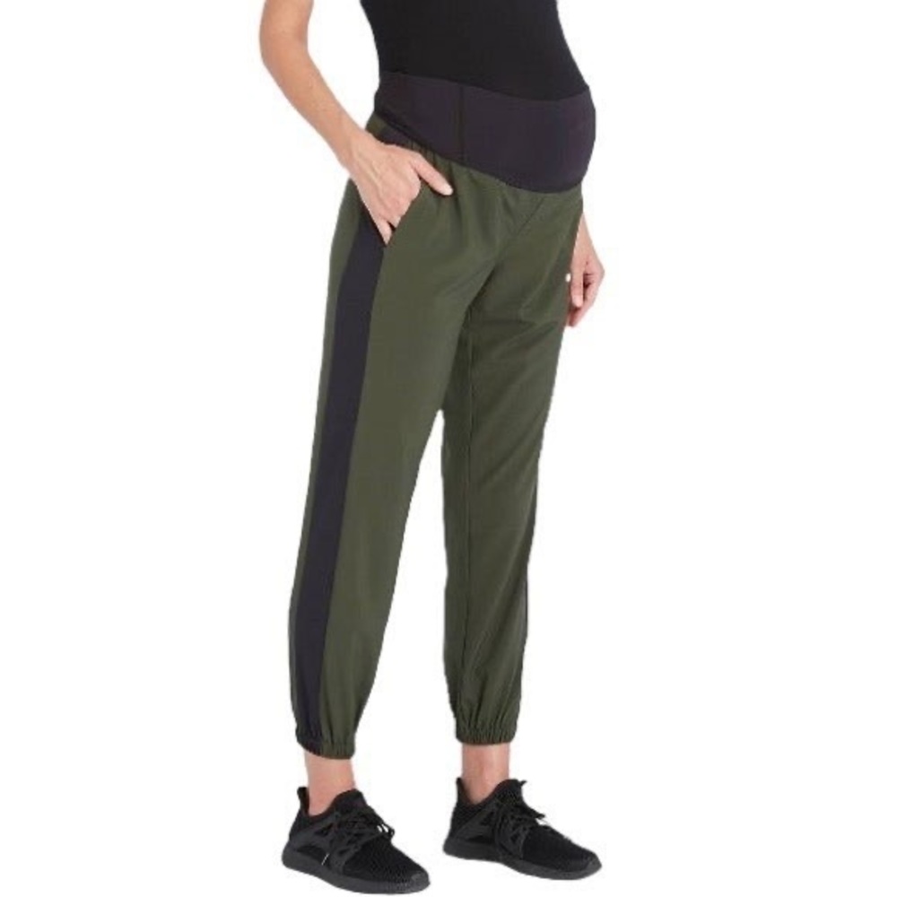 Isabel Maternity by Ingrid & Isabel Crossover Panel Joggers Pants Olive Green